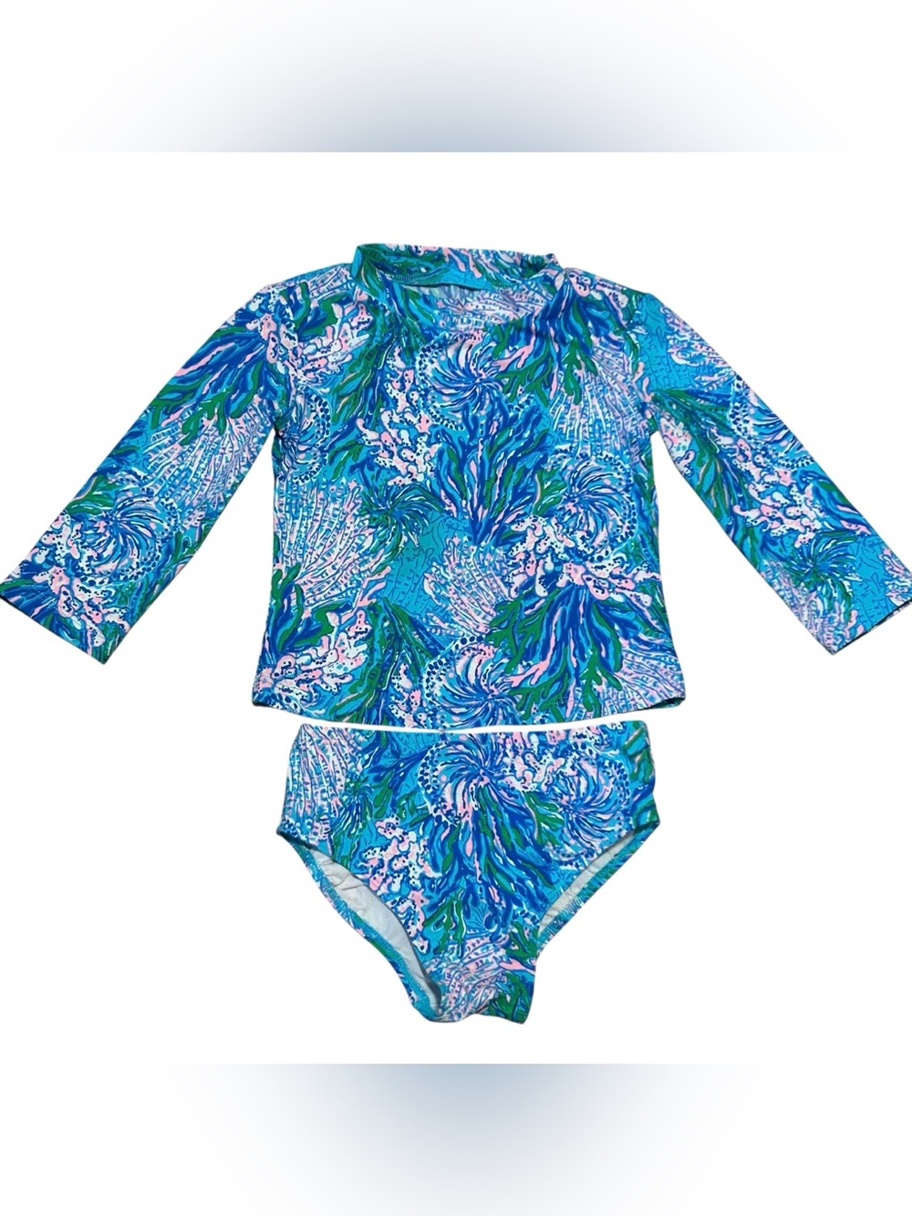 Lilly Pulitzer Bobby Rashguard Set Marie Print 2 Piece Bathing Swimsuit Sz 2